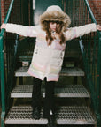 Long Metallic Puffy Winter Coat in White