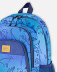 Little Kids Backpack Blue Gradient Dinosaur Print-2