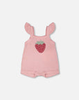Knit Strawberry Romper Light Pink-0