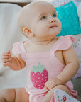 Knit Strawberry Romper Light Pink-1