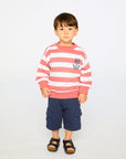 French Terry Sweatshirt in Brick and White Stripes