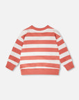 French Terry Sweatshirt in Brick and White Stripes