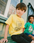Organic Cotton Jersey T-Shirt With Gamer Print Yellow