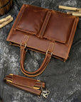 Premium Dagmar vintage leather briefcase, luxury crazy horse leather messenger bag for laptop and essentials, stylish and durable by Steel Horse Leather at brixbailey.com