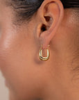 Gold Drop Saddle Hoop Earrings
