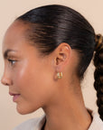 Gold Drop Saddle Hoop Earrings