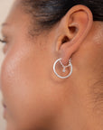 Silver White Gem Chain Hoop Earrings