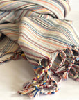 Casablanca Sustainable Striped Turkish Towel / Blanket Beige-2