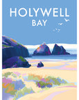 Holywell Bay Seaside Travel Poster Print