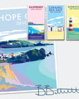 Hope Cove Vintage Seaside Travel Poster Print