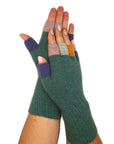 Possum Merino & Silk Multicoloured Fingerless Gloves