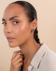 Black Obsidian Oval Earrings Silver