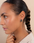 Black Obsidian Oval Earrings Silver