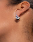 Bold Sol Hoop Earrings with Black Onyx in Silver