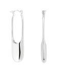 Streamline Long Hoops Minimalist Silver Earrings