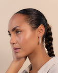 Streamline Long Hoops Minimalist Silver Earrings