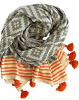 Merida Gray - Orange Turkish Towel / Blanket-2