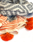 Merida Gray - Orange Turkish Towel / Blanket-3