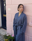 Hanover Ink Linen Kimono Robe