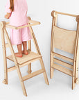 Folding Growing Chair – Montessori Step Stool with Safety Rails for Toddlers – Beige-0