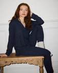 Navy Ribbed Modal Hero Shirt and Cuffed Leggings Set