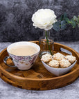 Herringbone Pattern Round Wooden Serving Tray