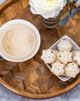 Herringbone Pattern Round Wooden Serving Tray