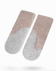 Felted Wool Mittens in Beige and Lightest Grey
