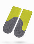 Felted Wool Mittens in Apple Green and Medium Grey