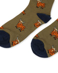 Save the Green Highland Cow Bamboo Socks