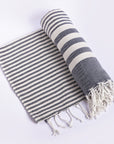 Fethiye Striped Blanket Throw - Blue