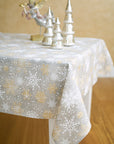 Winter Snowflakes Tablecloth – Elegant Holiday Dining Decor by Hortensias Home at www.brixbailey.com
