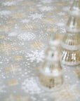 Winter Snowflakes Round Tablecloth – Elegant & Festive Dining Decor by Hortensias Home at www.brixbailey.com