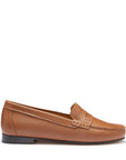 Women's Penny Loafers Leather Sole, tan leather