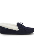 Slippers, sheepskin, navy blue suede