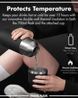 Luma Vacuum Insulated, Flask & Mug, Black, 700ml (24oz)
