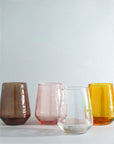 Pair of Hammered Glass Stemless Tumblers-0