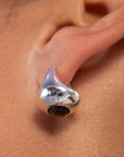 Bold Sol Hoop Earrings with Black Onyx in Silver