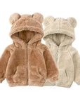 Kids Winter Teddy Bear Jacket with Ears, Cozy Warm Outerwear for Boys and Girls 6 Months to 7 Years by Flossie & George at brixbailey.com