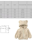 Kids Winter Teddy Bear Jacket with Ears, Cozy Warm Outerwear for Babies and Toddlers 6M to 7Y by Flossie & George at brixbailey.com