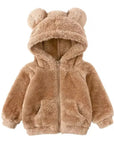 Premium Kids Winter Teddy Bear Jacket with Ears, Cozy Outerwear for Ages 6M to 7Y by Flossie & George at brixbailey.com