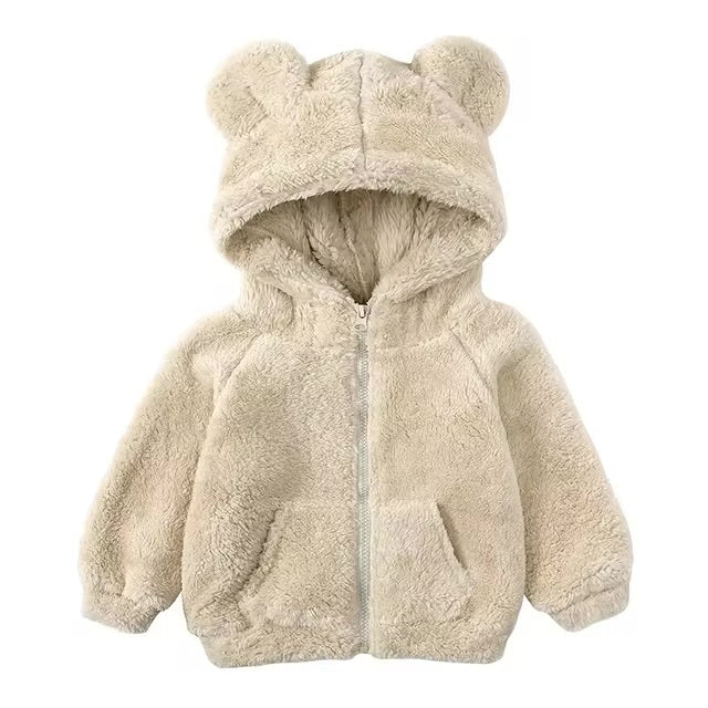 Kids Winter Teddy Bear Jacket with Ears, Cozy and Stylish Outerwear for Babies and Toddlers 6M to 7Y by Flossie & George at brixbailey.com
