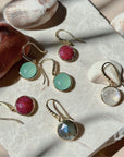 Charis Round Gemstone Earrings Moonstone