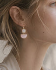 Charis Halfmoon Double Gemstone Earrings Moonstone & Rose Quartz