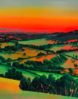 Under the Red Sky 1 - premium giclee fine art print, hand-signed luxury reproduction, sunset landscape near Bath, 70x70cm unframed by Michael Sutherland Art at brixbailey.com