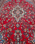 Large Red Oriental Wool Rug – Hand Made Traditional Carpet 381 x 270 cm