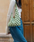 Hand-Made Crochet Cotton Tote Bag - Eco-Friendly & Sustainable Fashion - 55cm Height, 33cm Handle Drop by Sook Stainable at brixbailey.com
