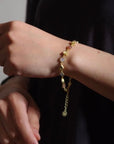 Gold Sara Mixed Gemstone Bracelet: Peach Moonstone, Labradorite & Moonstone