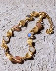 Gold Sara Mixed Gemstone Bracelet: Peach Moonstone, Labradorite & Moonstone