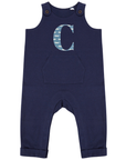 Organic Cotton Dungarees with Horn-Button Fastening - Sustainable Navy Kids Wear by Flossie & George at brixbailey.com
